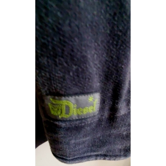 VTG Diesel Velvet Blazer L Jacket Intentionally Distressed Gray/Brwn Zip Pocket - Picture 11 of 16